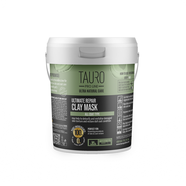 TAURO PRO LINE Ultra Natural Care Ultimate Repair Clay Mask for dogs and cats, ultimate repair clay mask for dogs and cats skin and coat, 450 g