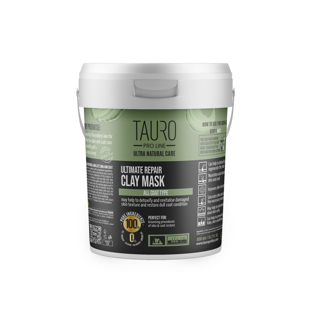 Tauro Pro Line, Ultra Natural Care Masque Réparateur Suprême à l'Argile – régénération intense pour la peau et le pelage des chiens et des chats