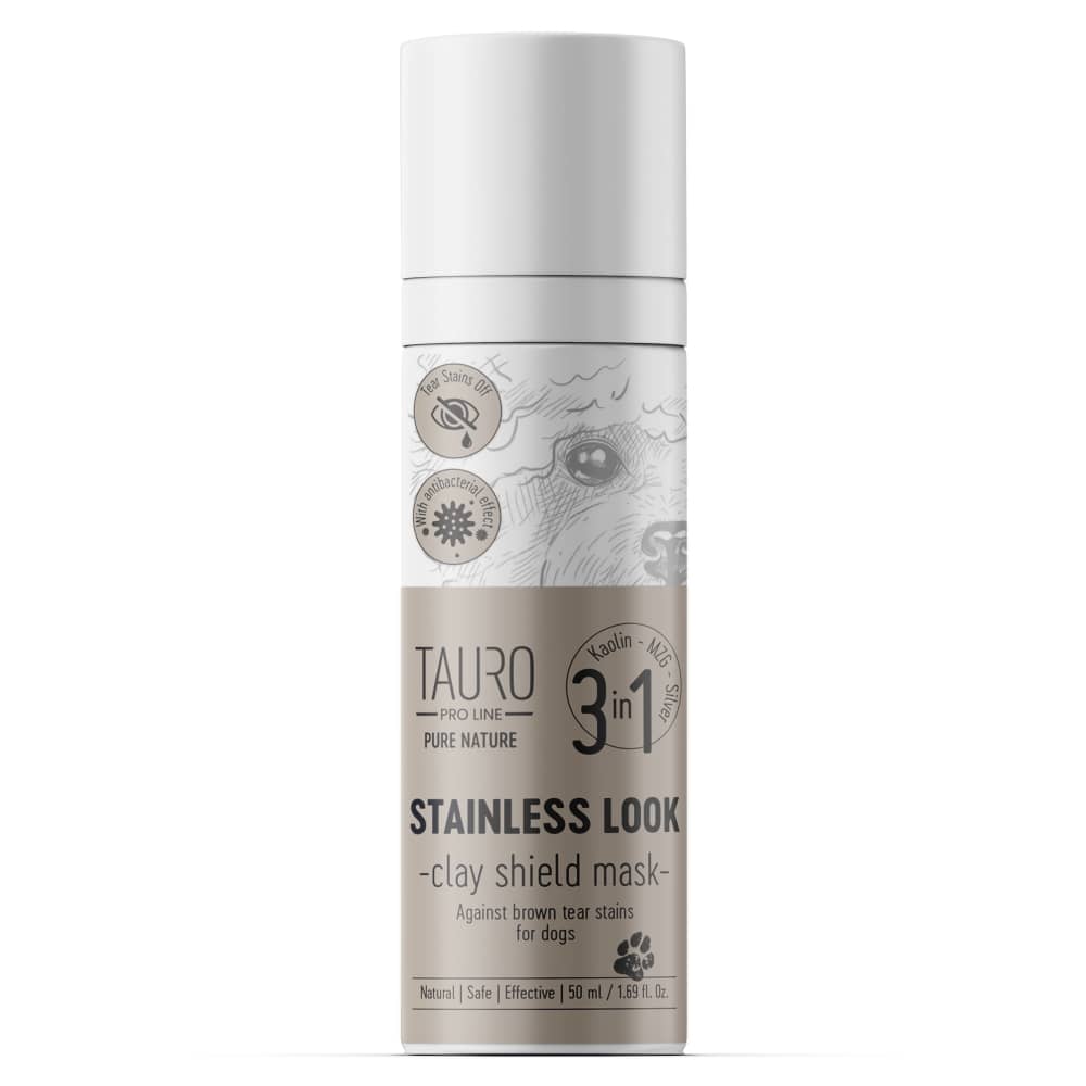 Tauro Pro Line, Pure Nature, Stainless Look Clay Shield Maske – 3in1 Tonerde-Pflegemaske für Hunde & Katzen – 50 ml