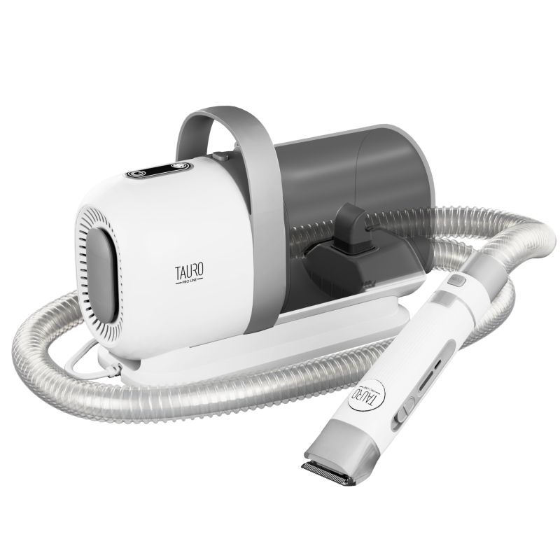 Tauro Pro Line, 7-in-1 Pet Grooming Kit Pet Hair Vacuum - Quiet & Powerful, incl. Trimmer, Clippers & Nail Care