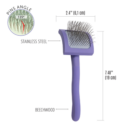 TAURO PRO LINE wooden brush, curved, rectangular, pins 25 mm