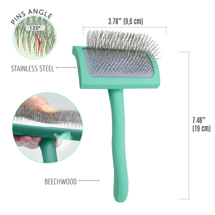 TAURO PRO LINE wooden brush, curved, rectangular, pins 25 mm