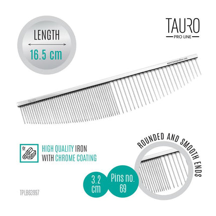TAURO PRO LINE Comb, metallic, oval, L, 16.5 cm