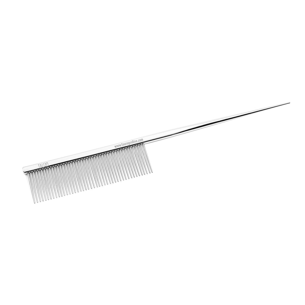 Tauro Pro Line, Metal Comb with Handle – anti-static, chrome-plated & moisture-resistant