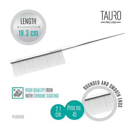 TAURO PRO LINE Comb, metallic, with tail, 19.3 cm