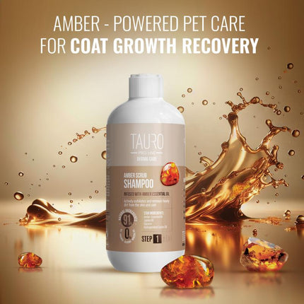 TAURO PRO LINE Derma Care Amber Scrub Shampoo for dogs and cats, exfoliating shampoo for dogs and cats, 400 ml