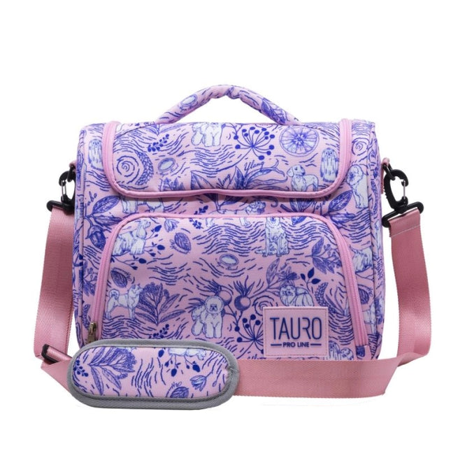 TAURO PRO LINE grooming bag, universal, with adjustable handle, customized design, pink, 25x30.5x18.5 cm