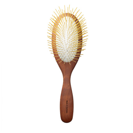 TAURO PRO LINE Brush, pear wood, stainless steel teeth, brown, oval shape