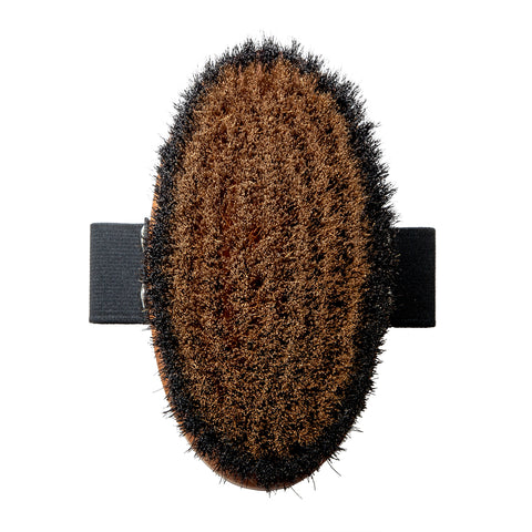 TAURO PRO LINE Massage brush, pear wood, metal and horse hair bristles, antistatic, light brown, oval shape, 13.5x7 cm