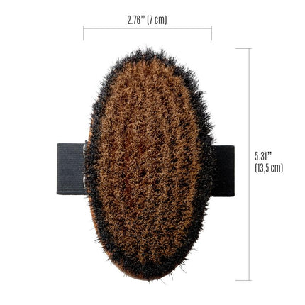 TAURO PRO LINE Massage brush, pear wood, metal and horse hair bristles, antistatic, light brown, oval shape, 13.5x7 cm