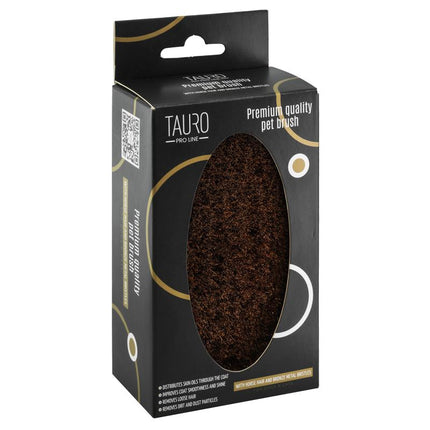 TAURO PRO LINE Massage brush, pear wood, metal and horse hair bristles, antistatic, light brown, oval shape, 13.5x7 cm
