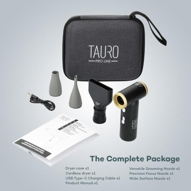 TAURO PRO LINE pet coat dryer, cordless, universal, black color, USB Type-C