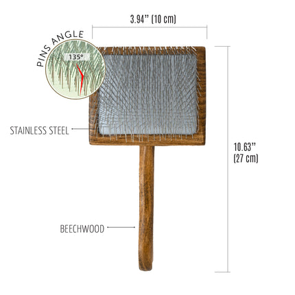 TAURO PRO LINE Brush for pets with long coat, 25 mm teeth, wooden, 27 x 10 x 2 cm