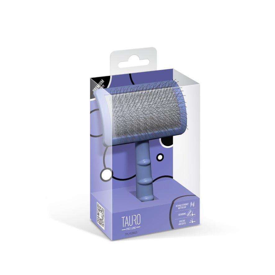 Tauro Pro Line, Classic Gebogene Bürste aus Kunststoff – harte 20 mm Edelstahlzinken, ergonomisch & antistatisch