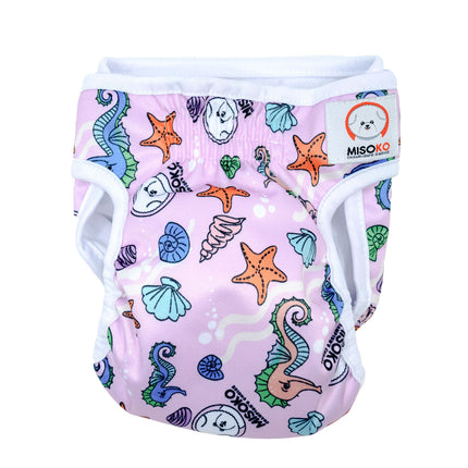 Misoko Hündinnenwindel - Wiederverwendbar mit Seepferdchen-Motiv, Rosa, 1 Stück