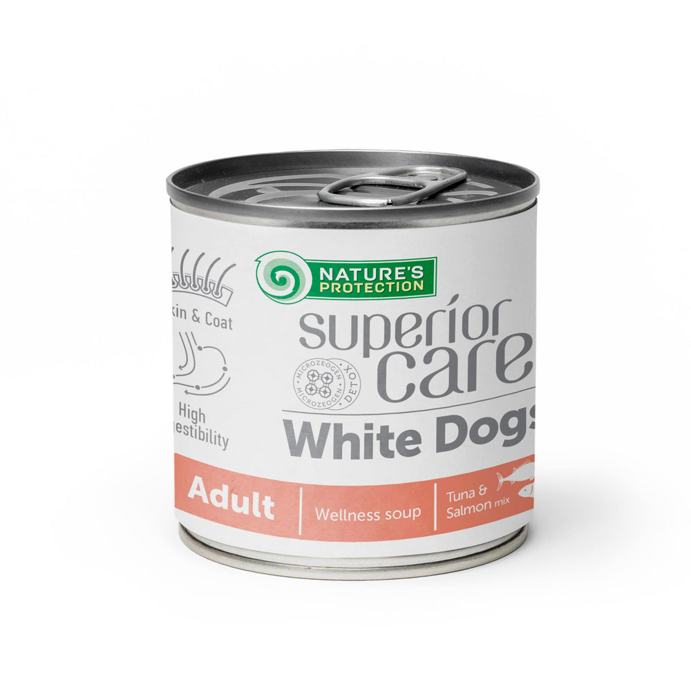 Nature's Protection, Superior Care Wellnes Soup - Nahrungsergänzungs Suppe mit Lachs & Thunfisch - Erwachsen, Alle Rassen, Weißes Fell