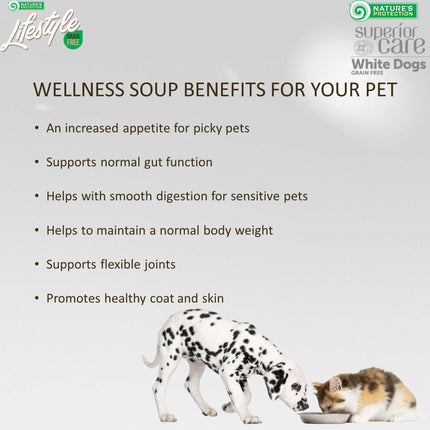 Nature's Protection Superior Care White Dogs Nahrungsergänzung - Suppe für erwachsene Hunde, Alle Rassen, mit Lachs und Thunfisch, 140ml