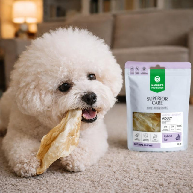 Nature's Protection Superior Care - Weizenfreier Snack mit Kaninchenohren für ausgewachsene Hunde aller Rassen