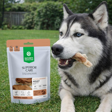 Nature's Protection Superior Care - Weizenfreier Snack mit Kaninchenohren & Lammfleisch-Füllung für ausgewachsene Hunde aller Rassen