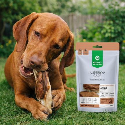 Nature's Protection Superior Care - Weizenfreier Snack mit Kaninchenohren & Lammfleisch-Füllung für ausgewachsene Hunde aller Rassen