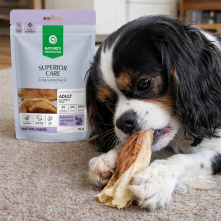 Nature's Protection Superior Care - Weizenfreier Snack mit Kaninchenohren & Kaninchenfleisch-Füllung für ausgewachsene Hunde aller Rassen