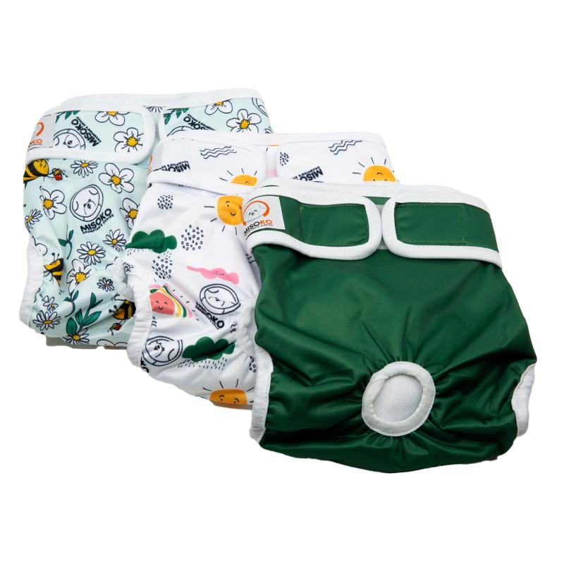 Misoko Hündinnenwindel-Set - Wiederverwendbar, Meadow-Design, 3 Stück