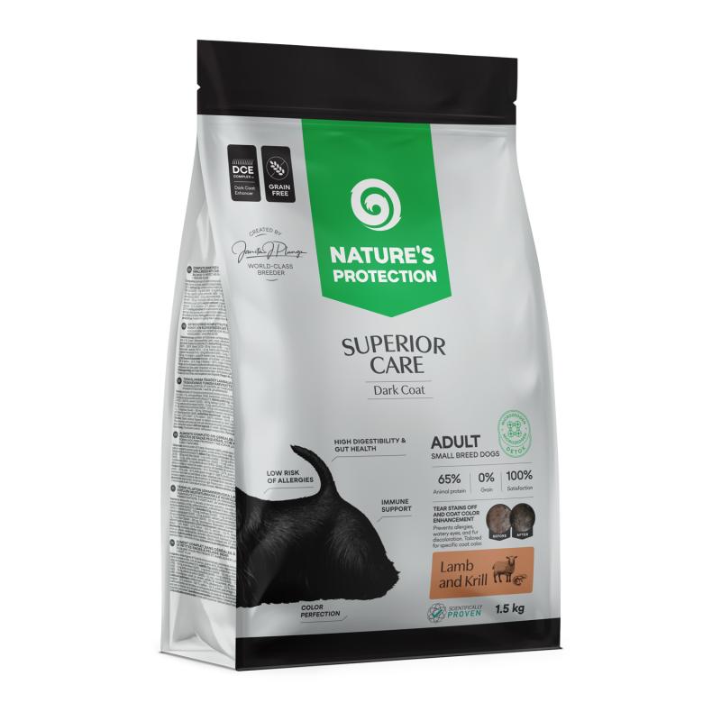 Nature's Protection Superior Care - Grain Free Dry Food with Lamb & Krill - Adult, Small Breeds, Dark Coat