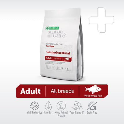 Nature's Protection, Superior Care, Veterinary Diet Gastrointestinal - Getreidefreies Diät Trockenfutter mit Weißfisch für ausgewachsene Hunde aller Rassen bei Verdauungsstörungen