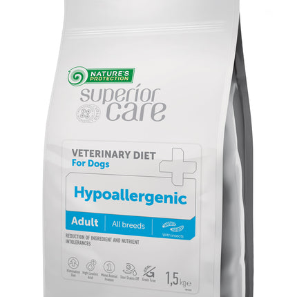 Nature's Protection, Superior Care, Veterinary Diet Hypoallergenic - Getreidefreies Diät Trockenfutter mit Insekten für ausgewachsene Hunde aller Rassen bei Futtermittelallergien