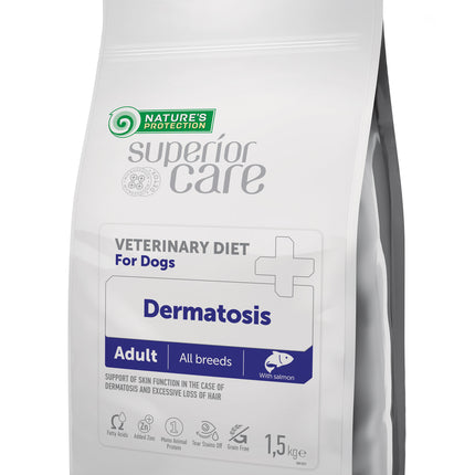 Nature's Protection, Superior Care, Veterinary Diet Dermatosis - Getreidefreies Diät Trockenfutter mit Lachs für ausgewachsene Hunde aller Rassen bei Hautproblemen