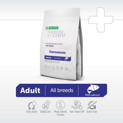 Nature's Protection, Superior Care, Veterinary Diet Dermatosis - Getreidefreies Diät Trockenfutter mit Lachs für ausgewachsene Hunde aller Rassen bei Hautproblemen