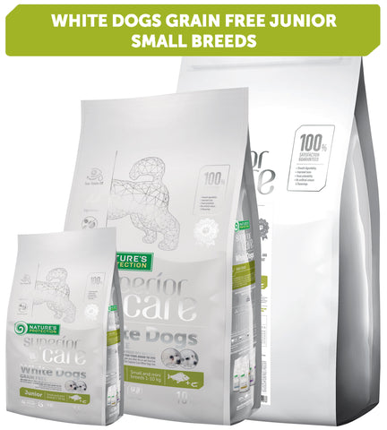 NATURES PROTECTION Superior Care White Dogs Grain Free Weißfisch Junior Kleine Rassen