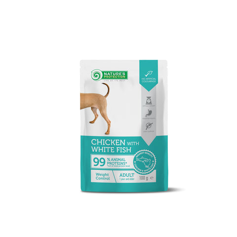 NATURE'S PROTECTION - Premium | Wet food, grain-free with chicken & whitefish - Adult dogs, all breeds - 100 g