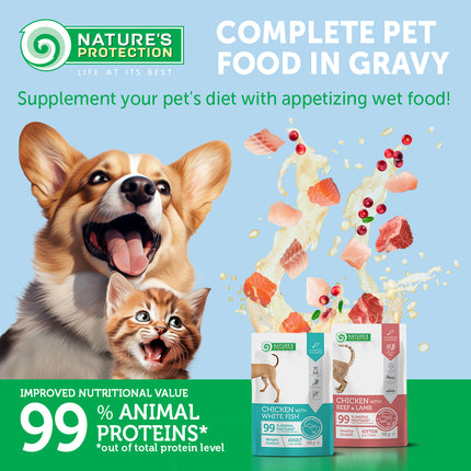 NATURE'S PROTECTION - Premium | Wet food, grain-free with chicken &amp; whitefish - Adult dogs, all breeds - 100 g