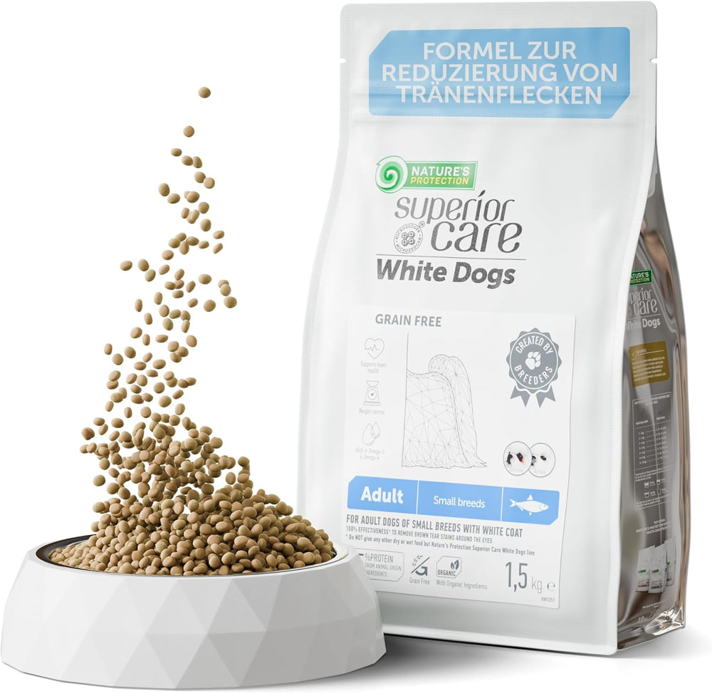 Nature's Protection, Superior Care - Croquettes sans céréales au hareng - Adulte, Petites races, Pelage blanc