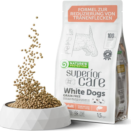 Nature's Protection, Superior Care - Grain-Free Dog Food with Salmon - Adult Dogs, Small Breeds, White Coat