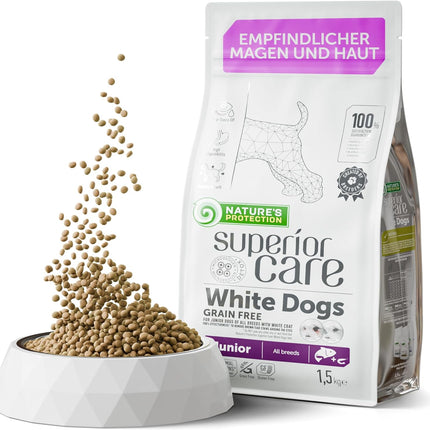 Nature's Protection, Superior Care - Grain-Free Dog Food with Salmon - Junior Dogs, All Breeds, White Coat