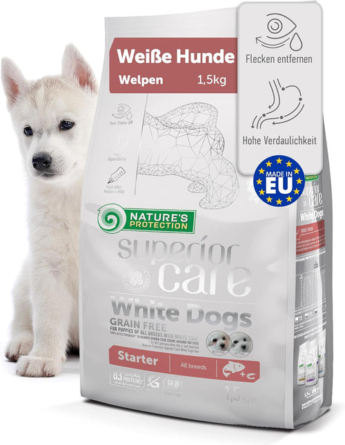 Nature's Protection, Superior Care - Grain-Free Dog Food with Salmon - Starter, Puppies, All Breeds, White Coat