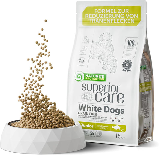Nature's Protection, Superior Care - Grain-Free Dog Food with White Fish – Junior Dogs, Small Breeds, White Coat