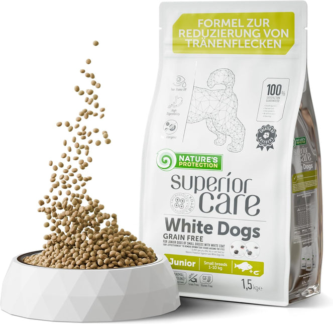 Nature's Protection, Superior Care - Getreidefreies Hundefutter mit Weißfisch – Junior Hunde, kleine Rassen, weißes Fell