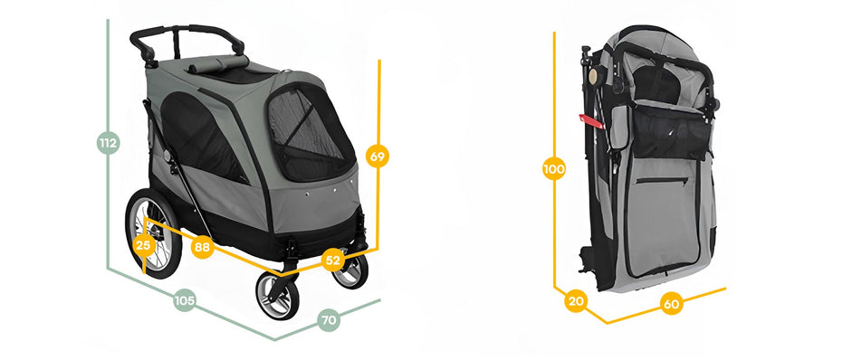 Petstro Stroller Silver Wing - Dog Buggy up to 55 kg - Red
