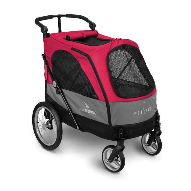 Petstro Stroller Silver Wing - Dog Buggy up to 55 kg - Red