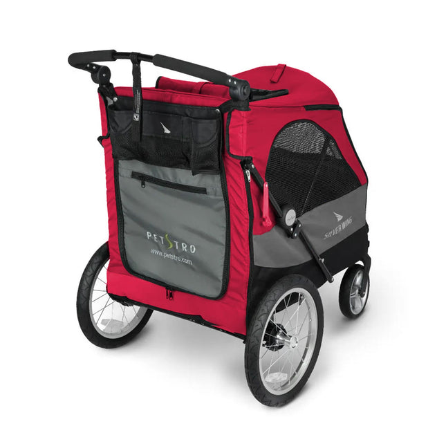 Petstro Stroller Silver Wing - Dog Buggy up to 55 kg - Red