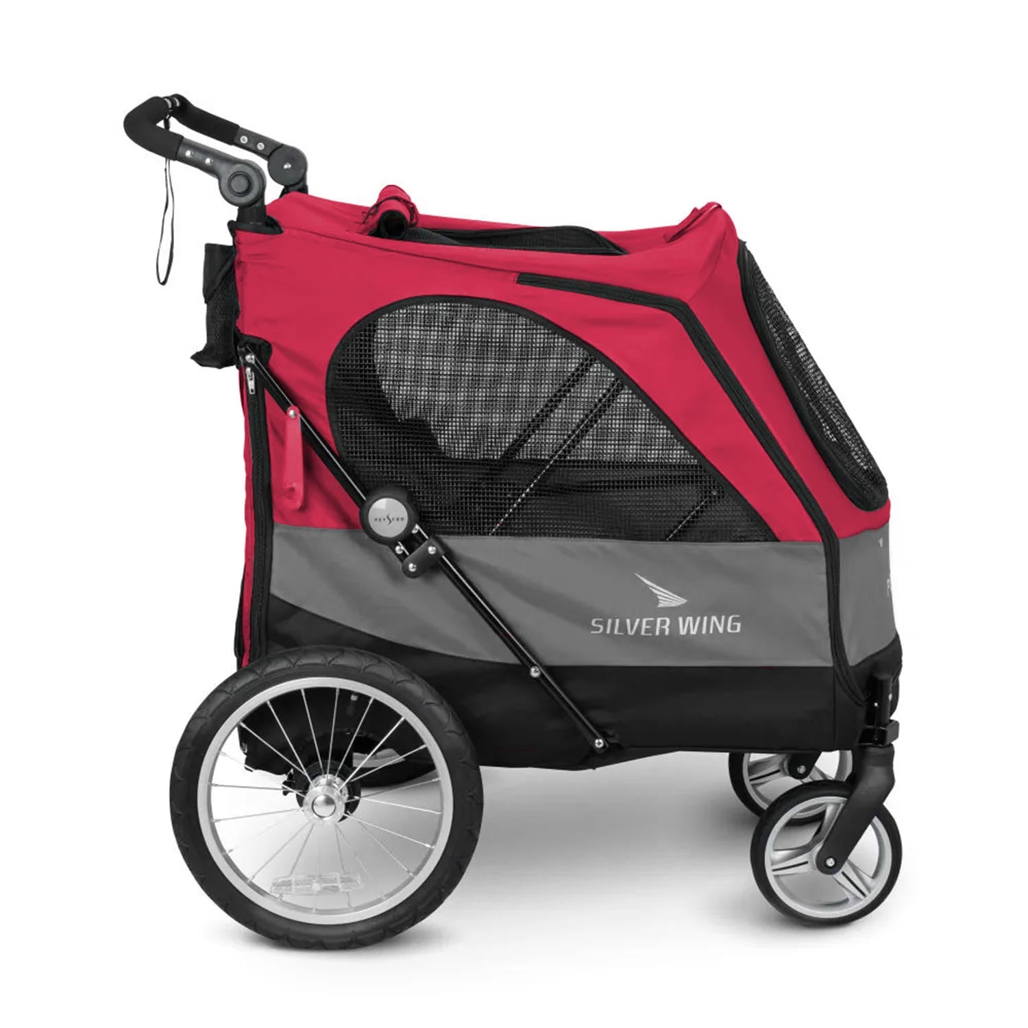 red dog stroller PETSTRO Dog Buggy SilverWing