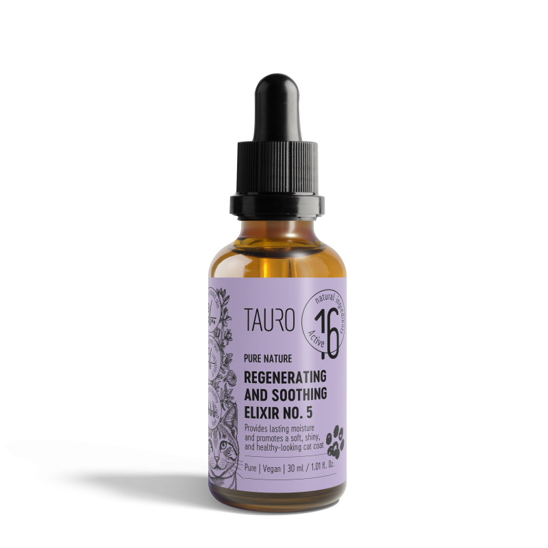 Tauro Pro Line, Pure Nature Elixier Nr. 5 - Regenerierend & beruhigend für Katzen mit sensibler Haut & zur Fellreparatur