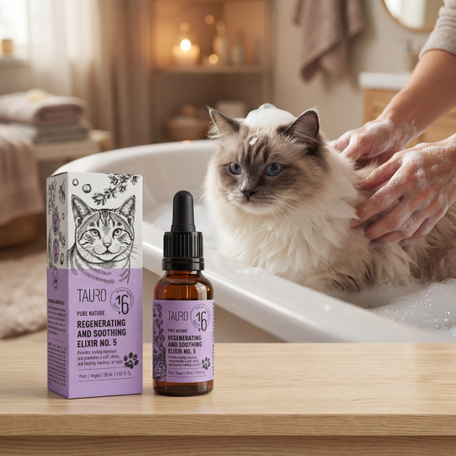 Tauro Pro Line, Pure Nature Elixier Nr. 5 - Regenerierend & beruhigend für Katzen mit sensibler Haut & zur Fellreparatur