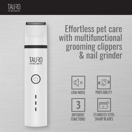 Tondeuse et broyeur à ongles multifonctions pour animaux de compagnie TAURO PRO LINE avec câble USB