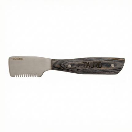 Tauro Pro Line Stripping-Messer - Grobe Zahnung, brauner Holzgriff, 16 cm, 15 Zähne
