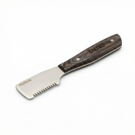 Tauro Pro Line Stripping-Messer - Grobe Zahnung, brauner Holzgriff, 16 cm, 15 Zähne