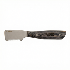 Tauro Pro Line Stripping-Messer - Grobe Zahnung, brauner Holzgriff, 16 cm, 15 Zähne